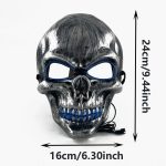 Wholesale Skull Full Face Mask Halloween Cosplay Horror Luminous LED Mask 10 Single Color for Choice Party Glow Mask - Image 3
