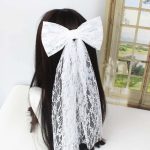 White Bride Back Head Veil Pearl Mesh Children Short Party Decorative Hair Accessory Simple  Wedding Registration - Image 9