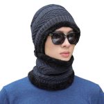 2024 Unisex Fashion Fleece Lining Winter Warm Men Knitting Beanie Hat and Scarf Set Wholesale