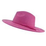 Wholesale High Quality Pink Wide Brim Women Hats Vegan Suede Fedora Hat Formal Dress Cap - Image 22