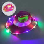 LT-12 Custom Unisex PINK Led Jazz Light up SEQUIN Cowgirl Cowboy Hat Wholesale White Western Women Men Party HAT - Image 2