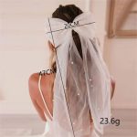 White Bride Back Head Veil Pearl Mesh Children Short Party Decorative Hair Accessory Simple  Wedding Registration - Image 3