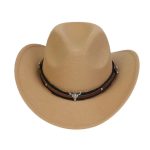 Children's Felt Upturned Bristle Jazz Bull Head Accessory Solid Color Top Wide Brim Western Cowboy Hat - Image 11