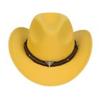 Children's Felt Upturned Bristle Jazz Bull Head Accessory Solid Color Top Wide Brim Western Cowboy Hat - Image 19