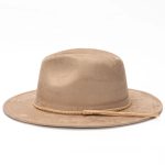 Wholesale Classic Tissue Rope Band Wide Brim Felt Hat Formal Dress Suede Fedora Hat for Women Men - Image 3