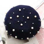 Autumn Winter Wholesale Fashion Pearl Beret Women Pearls Black Beret Cap Cashmere Beret Hat for Women - Image 15