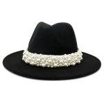 Solid Color Fedora Wool Felt Hat With Pearl for Women Mndjs237 - Image 7