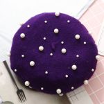 Autumn Winter Wholesale Fashion Pearl Beret Women Pearls Black Beret Cap Cashmere Beret Hat for Women - Image 3