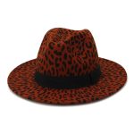 High Quality Bulk Sale Custom Wide Brim Leopard Felt Fedora Hat Cheetah Print - Image 14