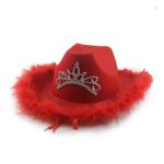 Rough Brim Felt Western Cowboy Flashing Sequins Pink Cowgirl Hat for Festival Halloween Christmas Party Cosplay Costume Hat - Image 11