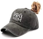 011364 Women's Embroidered Adjustable Denim Baseball Cap Tail Hat Dog Mom - Image 8