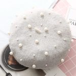 Autumn Winter Wholesale Fashion Pearl Beret Women Pearls Black Beret Cap Cashmere Beret Hat for Women - Image 11