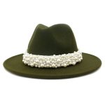 Solid Color Fedora Wool Felt Hat With Pearl for Women Mndjs237 - Image 20