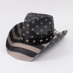 Fashion High Quality Paper Straw Wholesale Wide Shapable Brim Cowboy Hat Usa Flag Stipple Printed Adult Sun Hats - Image 9