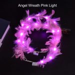 Wreath Ladies Girls Angel Hen Night Fancy Dress Party Glow Headband Festival Decorations LED White Feather Head Garland Hairban - Image 7