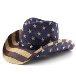 Classics America Flag Painting Straw Hats for Women and Men Summer Casual Scrawl Style Wide Brim Cowboy Straw Hats Leather Bands - Image 12