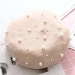 Autumn Winter Wholesale Fashion Pearl Beret Women Pearls Black Beret Cap Cashmere Beret Hat for Women - Image 18