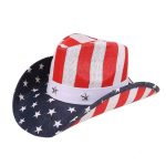 High Quality Cool Texas Style Paper Straw Wholesale Man's Wide Brim Cowboy Sun Hats With Classic Usa Flag Painting - Image 2