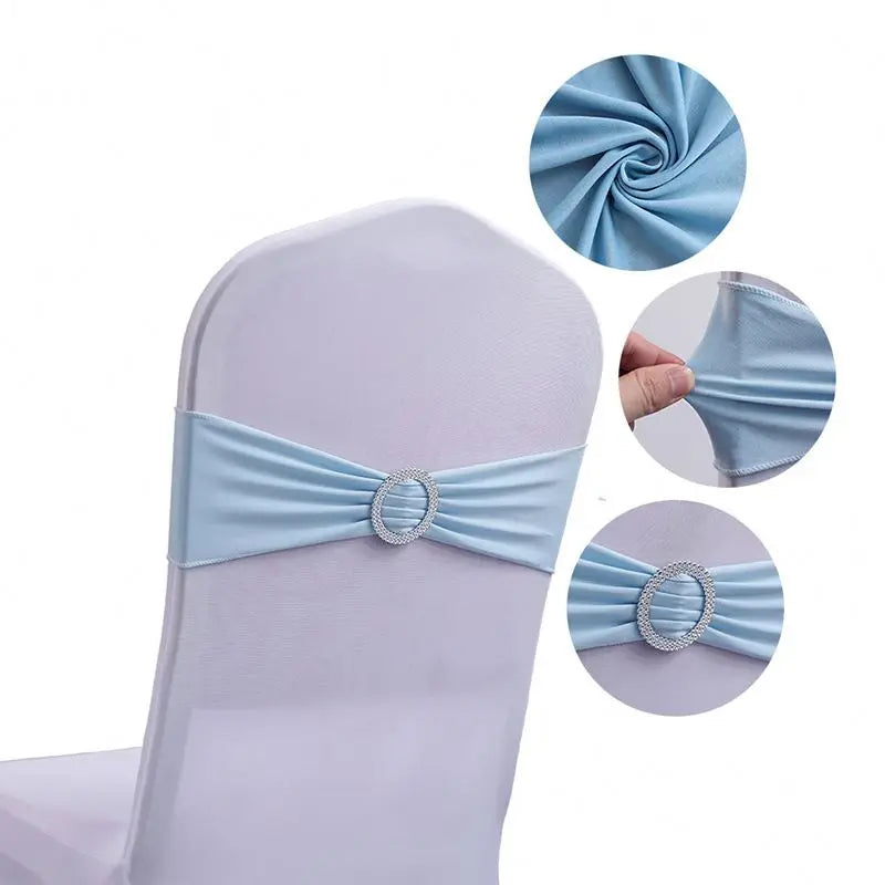 H852855bad6734182819a674610bbdf02E High Quality Spandex Chair Sashes for Party Wedding Decorative Wholesale Banquet Decor Stretch Knot - Image 1