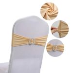 Colorful Stretch Spandex Bow Decoration Chair with Universal Buckle Slider for Wedding Hotel Banquet Birthday Party - Image 24