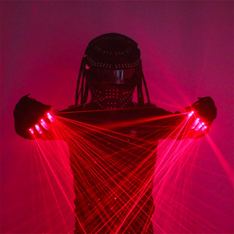 Laser Gloves with Multi-Line 4 Heads Beam Light for DJ Disco Halloween Christmas Party Nightclub Singer Graduation Ceremonies