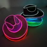 Neon Sparkly LED Light-Up Cowboy Hat Unisex Glowing Sequin Jazz Hat for Wedding Parties Concerts Nightclubs Props - Image 2