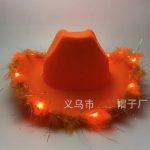 LED Cowboy Hats Blinking Pink Feather Cowboy Hat with Light up - Image 9