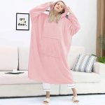 Winter Warm Sweatshirt Long Sleep Rope Homewear Adults Thick Flannel Hoodie Oversized Weighted Wearable Blanket - Image 10