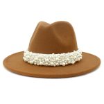 Solid Color Fedora Wool Felt Hat With Pearl for Women Mndjs237 - Image 24