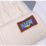 Women Autumn and Winter Knitted Hat With Embroidered Letters Twisted Knit Pattern Thick Warm Headwrap Hat - Image 2