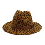 High Quality Bulk Sale Custom Wide Brim Leopard Felt Fedora Hat Cheetah Print - Image 11