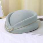Woolen Stewardess Hat Vintage Ladies Beret Temperament Solid Color Women Caps for Dinner Stage Performance - Image 18