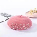 Berets-EA039 Winter Wool Beret With Rhinestone Pearls Beads Female Cap Autumn Spring Hat Solid Color Top Quality Women Boina - Image 7