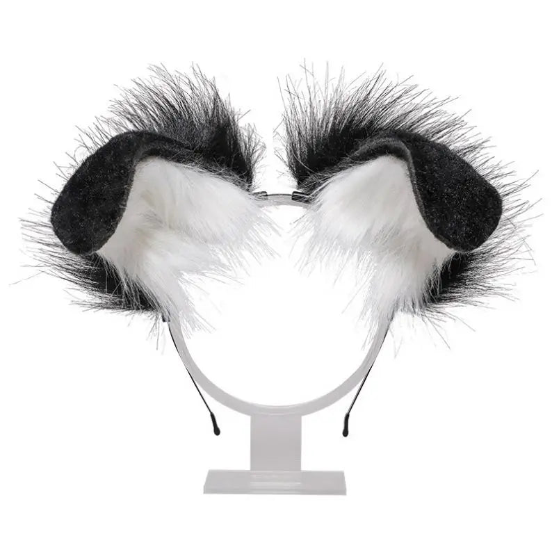 H8aa023bc31444aef8af0e67d18140a49O Cute Plush Dog Headbands Women Furry Animal Ears Hair Hoop Handmade Costume Cosplay Long Fur Headpiece Party Hairband - Image 1