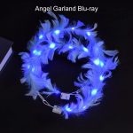 Wreath Ladies Girls Angel Hen Night Fancy Dress Party Glow Headband Festival Decorations LED White Feather Head Garland Hairban - Image 9