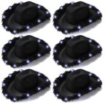 LED Cowboy Hats Blinking Pink Feather Cowboy Hat with Light up - Image 2