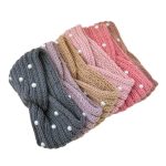 Fashion Pearls Knitted Headband Women Cross Knotted Bands Autumn Winter Ear Warmer Protectors Wide Turban Hair Accessories - Image 2