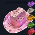 LT-47 Cheap Shipping Custom Promotional Fiber Light up Sequin Jazz Cowboy Cap Hat  for Women Men Adult Led - Image 4