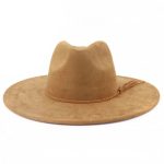 Wholesale High Quality Pink Wide Brim Women Hats Vegan Suede Fedora Hat Formal Dress Cap - Image 3