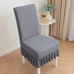 Modern Simple Elastic All-In-One Thickened Jacquard Slipcover Straight Back Dining and Table Chair Cover - Image 7
