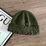 Trendy Circular Pin Hip Hop Autumn/Winter Couple Personalized Fashionable Piercing Men's and Women's Knitted Hat - Image 4