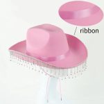 New Bridal Party Rhinestone Tassel Western Cowboy Hat White Diamond Festive Wedding Hat for Women - Image 17