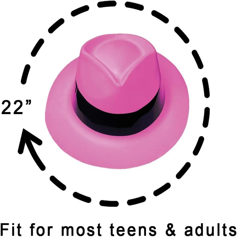 Neon Mafia Style Gangster Fedora Dress Hats for Glow Halloween Party Women Girls Costume 80's Style Dressing up Party