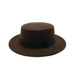 Wholesale  Flat Top Fedora Hat,  Ladies Felt Wide Brim Unisex Fedora Hats - Image 6