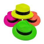 CJ-205 Party Hats Neon Color Plastic Gangster Style Fedora Concerts Music Party  Hats Supplies