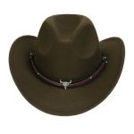 Children's Felt Upturned Bristle Jazz Bull Head Accessory Solid Color Top Wide Brim Western Cowboy Hat - Image 18