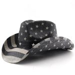 Classics America Flag Painting Straw Hats for Women and Men Summer Casual Scrawl Style Wide Brim Cowboy Straw Hats Leather Bands - Image 19