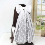 White Bride Back Head Veil Pearl Mesh Children Short Party Decorative Hair Accessory Simple  Wedding Registration - Image 8