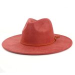 Wholesale High Quality Pink Wide Brim Women Hats Vegan Suede Fedora Hat Formal Dress Cap - Image 19