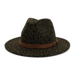 High Quality Bulk Sale Custom Wide Brim Leopard Felt Fedora Hat Cheetah Print - Image 5